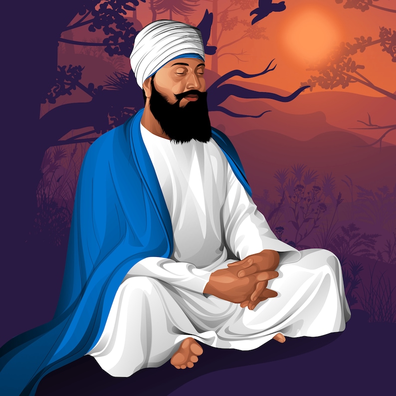 Sikh Canvas Art Guru Tegh Bahadur Ji Free UK Delivery 9th Guru of Sikhism image 1