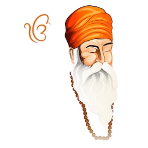 Sikh Leinwand Kunst | Guru Nanak Dev Ji Portrait | Kostenlose UK Lieferung | Sikhismus