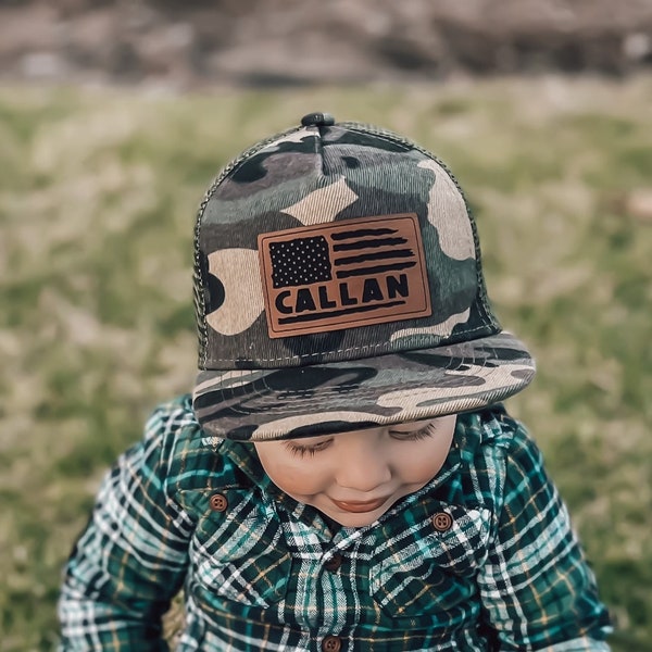 Custom Name American Flag SnapBack Hat | Custom USA Baby Hat | Kids Custom Name Hat | Infant Custom Hat | Baby Trucker