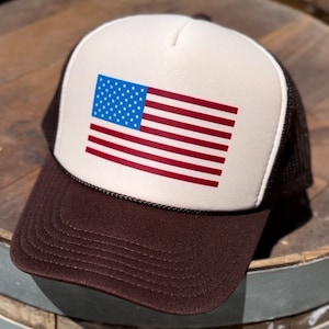 American Flag Trucker Hat | Women’s or Men’s USA Trucker Hat | 4th of July Foam Trucker Hat