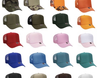 Blank Otto Trucker Hats / Wholesale Trucker Hats High Profile / Foam Front Cap / Adjustable / SnapBack / 5 Panel Mesh Back / Uni Sex / Adult