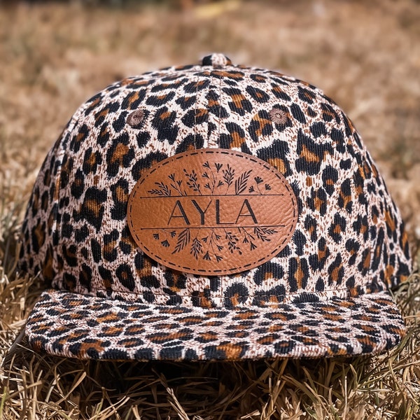 Custom Name Girls SnapBack Hat | Custom Baby Girl Hat | Kids Custom Name Hat | Girl Cheetah Hat