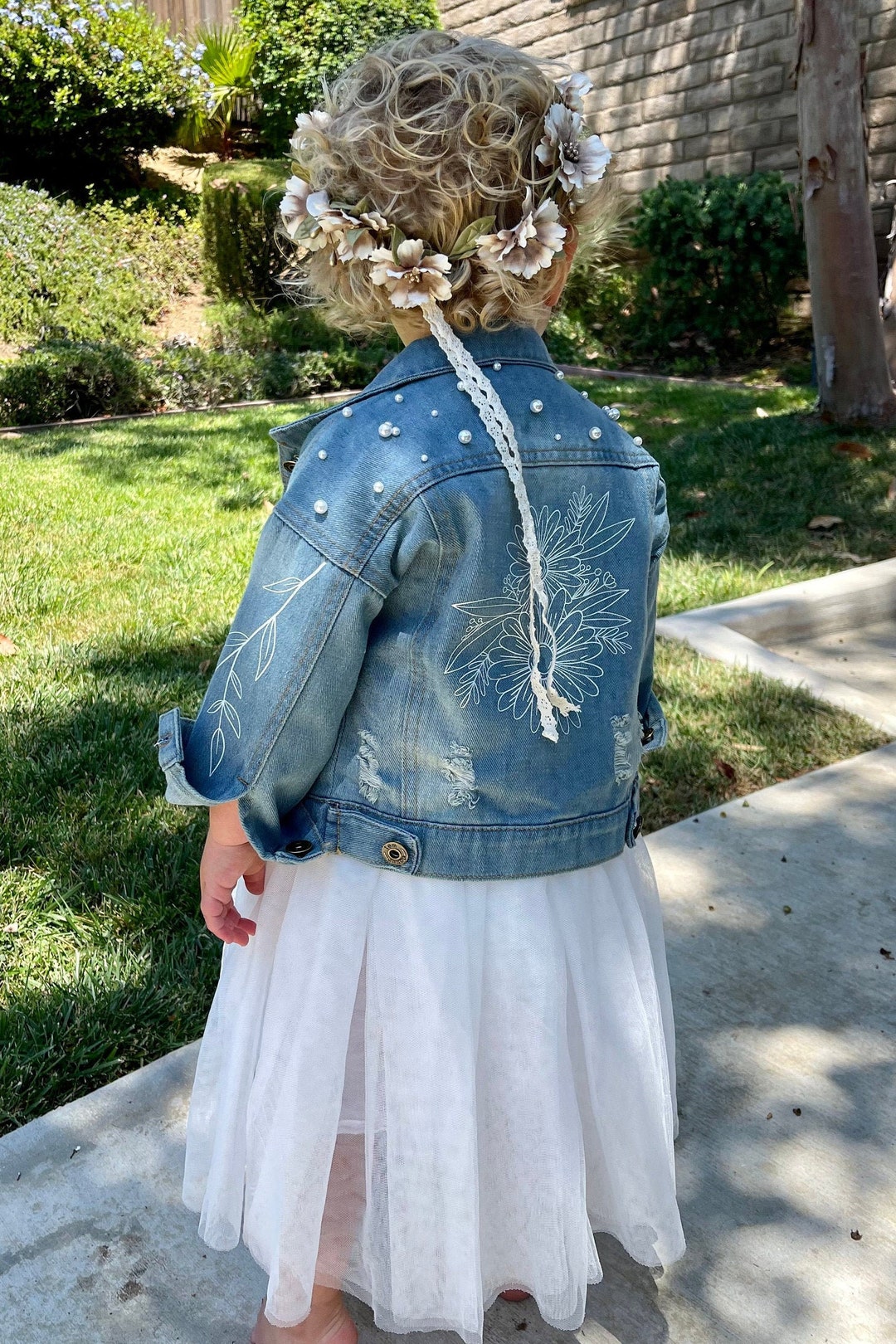 Flower Girl Denim Jacket LAST ONE SIZE 23T Etsy