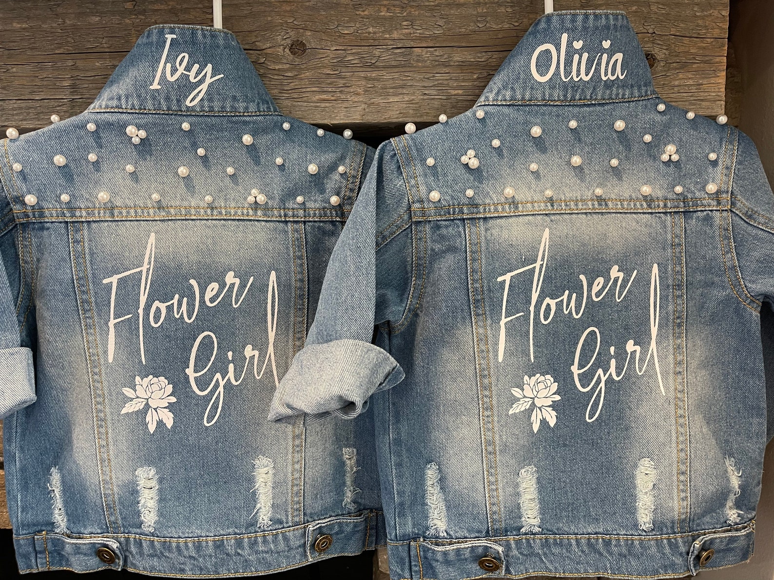 Flower Girl Denim Jacket Etsy