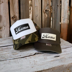 Mama Trucker Hat: Khaki Foam Snapback image 2