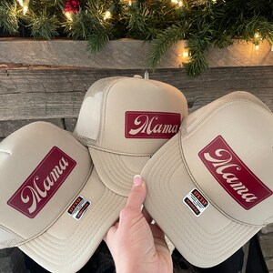 Mama Trucker Hat: Khaki Foam Snapback image 4