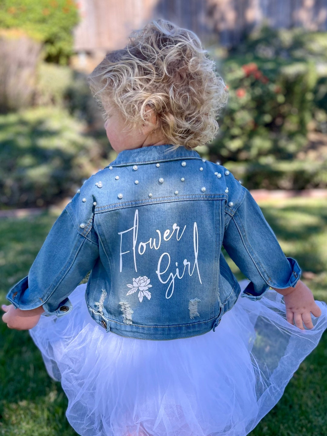 Flower Girl Denim Jacket Etsy