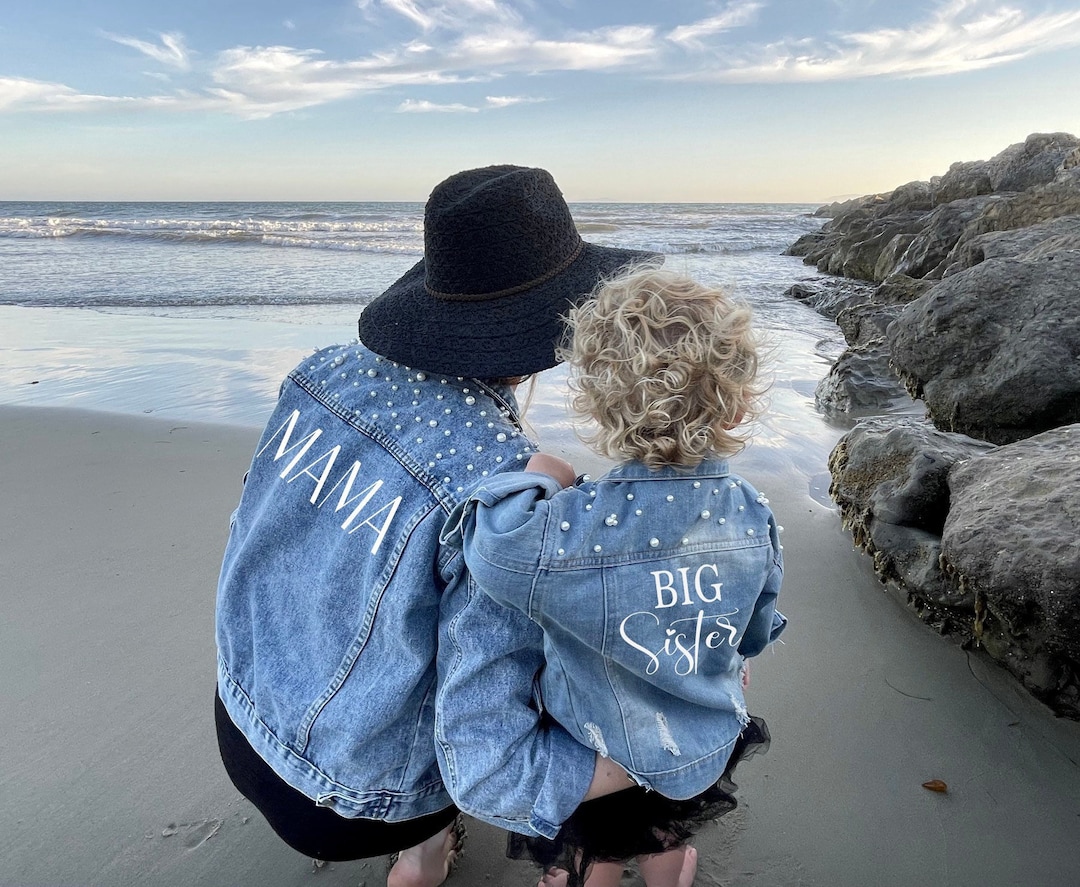 Buy Mama and Mini Denim Pearl Jackets Mama and Big Sister Pearl