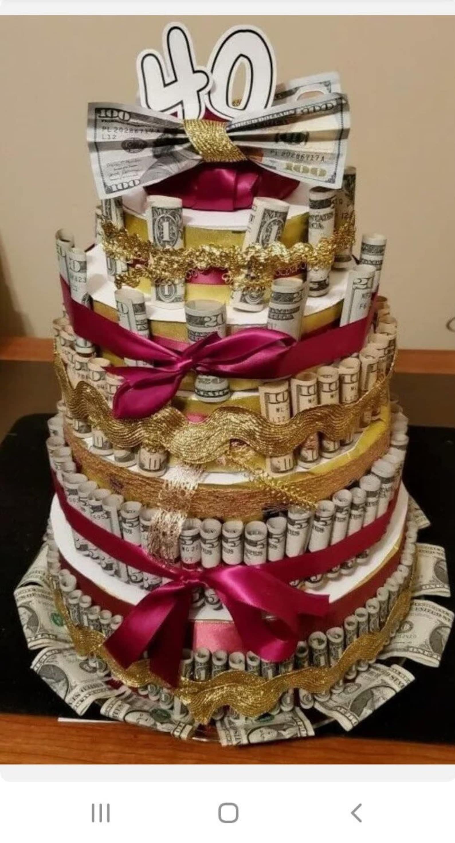 Pastel de dinero Faux Fondant o fieltro hecho a mano para Etsy