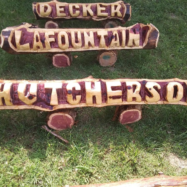 Custom Chainsaw Carved Name Log~5 ft