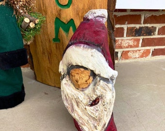 Chainsaw Carved Festive Santa Gnome ~ Christmas Decor