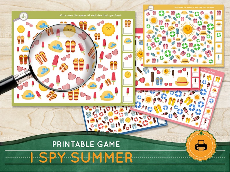 I SPY Summer Printable Game for Kids Party Printables Counting - Etsy UK