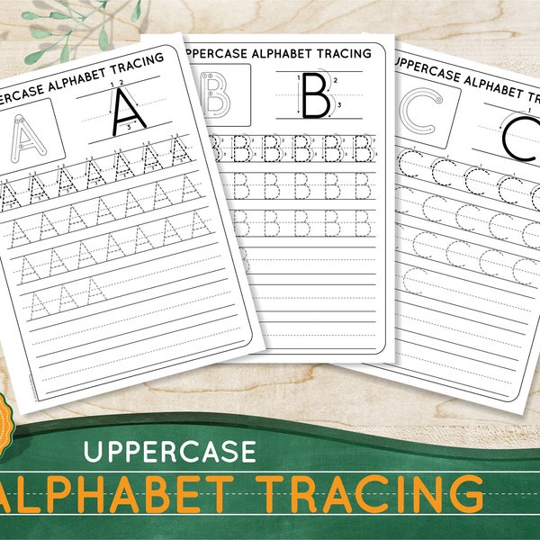 Uppercase Alphabet Tracing Etsy Australia