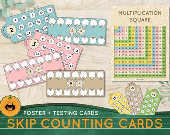 Skip Counting and Testing Cards Printable Multiplication learning aid Classroom Math poster Homeschool learning binder Math Resources