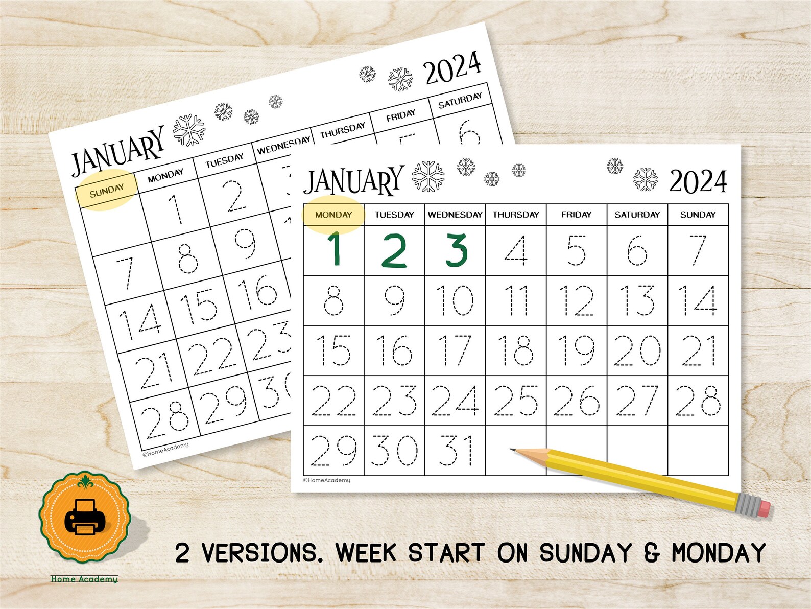 Printable CALENDAR 2025 Traceable Calendar Homeschool Morning Binder