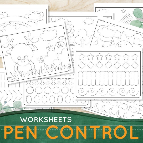 PEN CONTROL worksheets Printable Preschool Worksheets Tracing worksheets for kids Handwriting workbook Homeschool Toddler Learning binder
