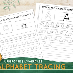 Printable 52 Alphabet Tracing worksheets for kids Preschool worksheets Homeschool printables ABC Learning binder Alphabet writing practice