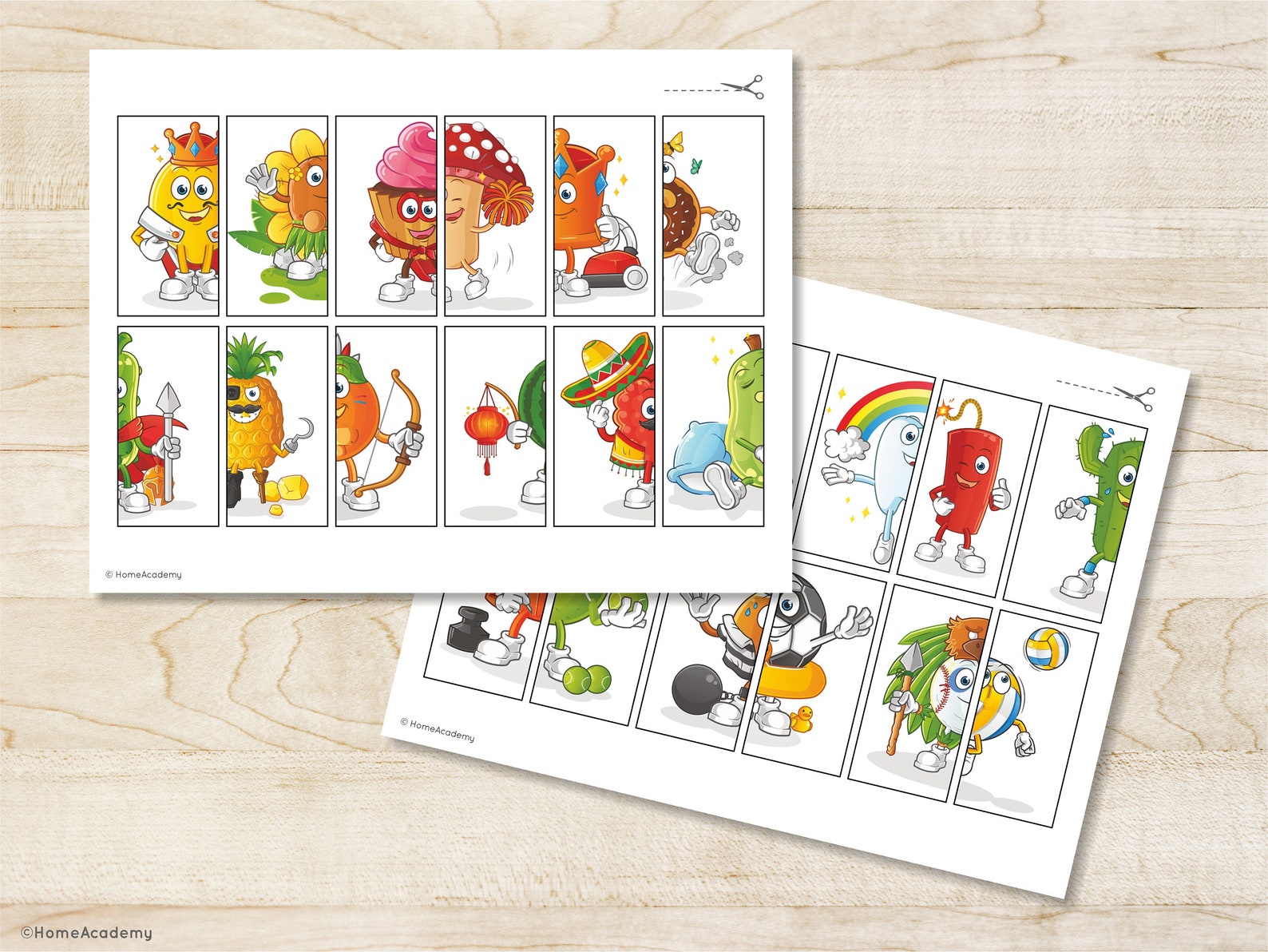 Printable PUZZLES Picture Matching Game Kids Activity Worksheets ...