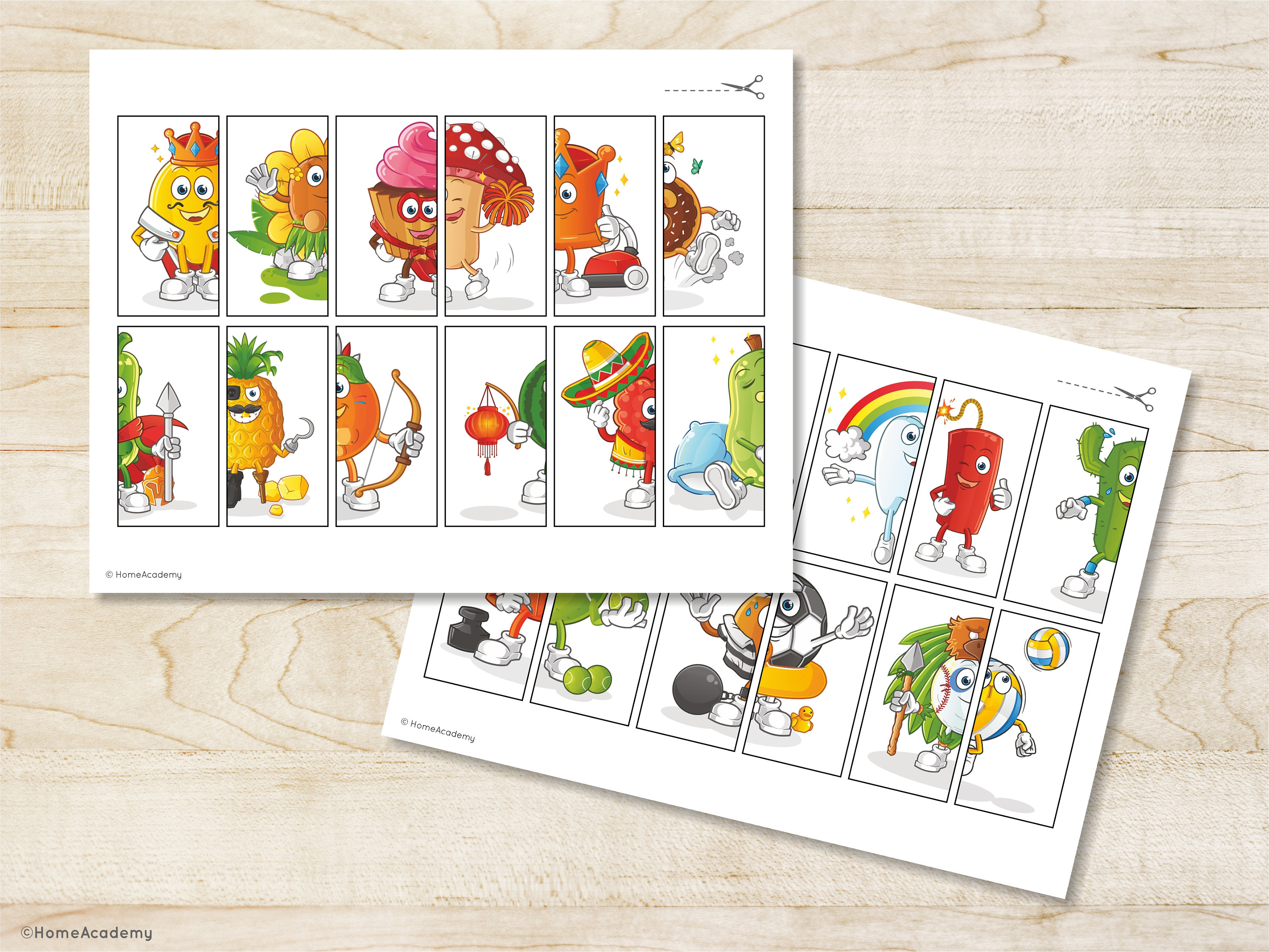 Printable PUZZLES Picture Matching Game Kids Activity Worksheets ...