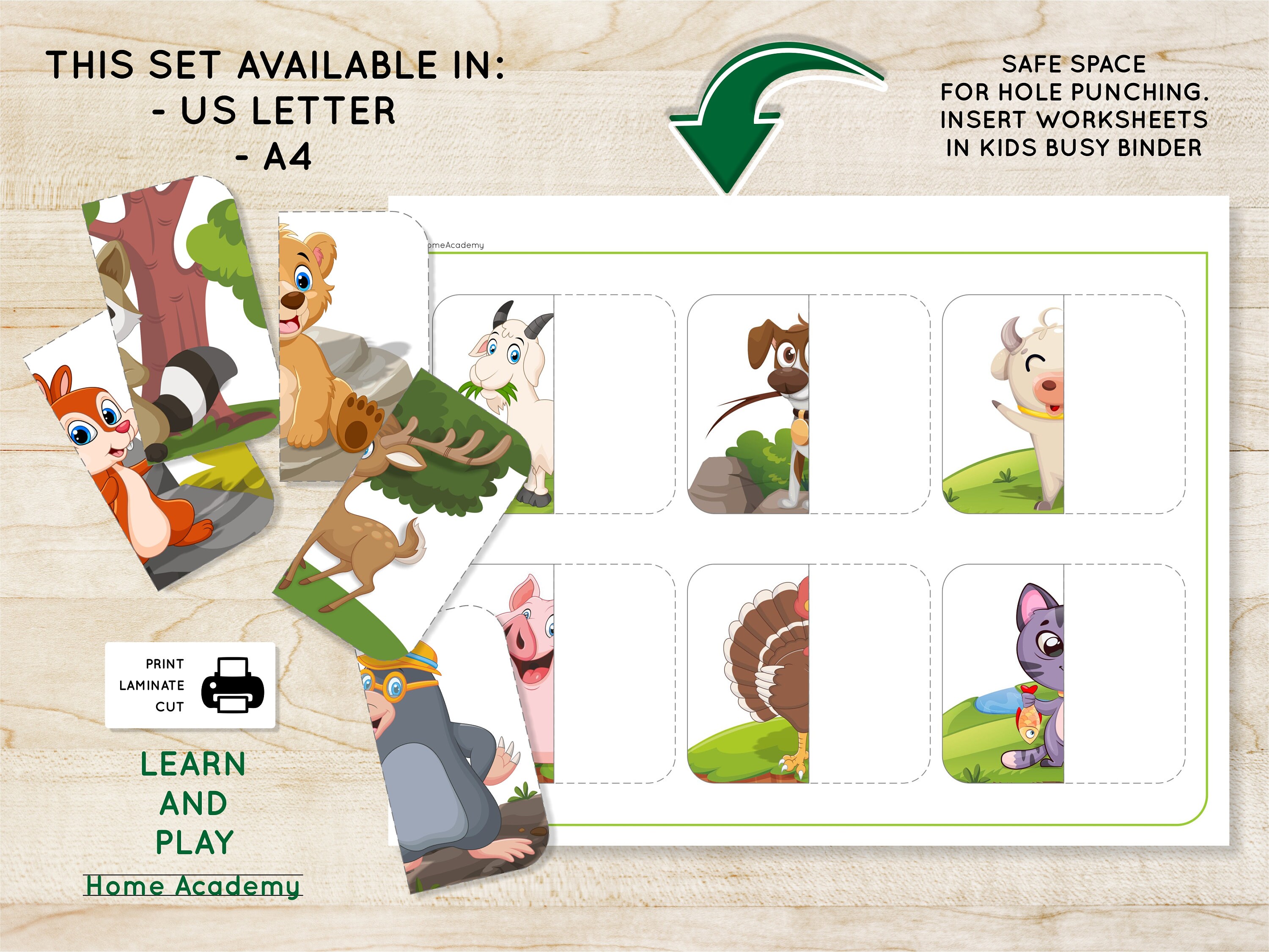 Printable Game ANIMALS Matching Cards Printable Toddler Busy Book ...