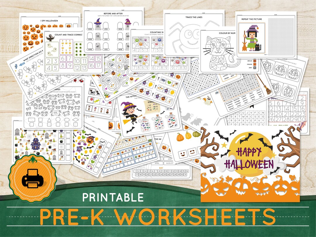 Printable Halloween Worksheets for Kids Homeschool Printables - Etsy