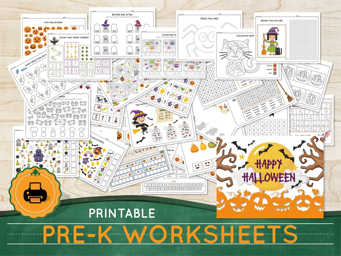 Printable Halloween Worksheets for Kids Homeschool Printables - Etsy