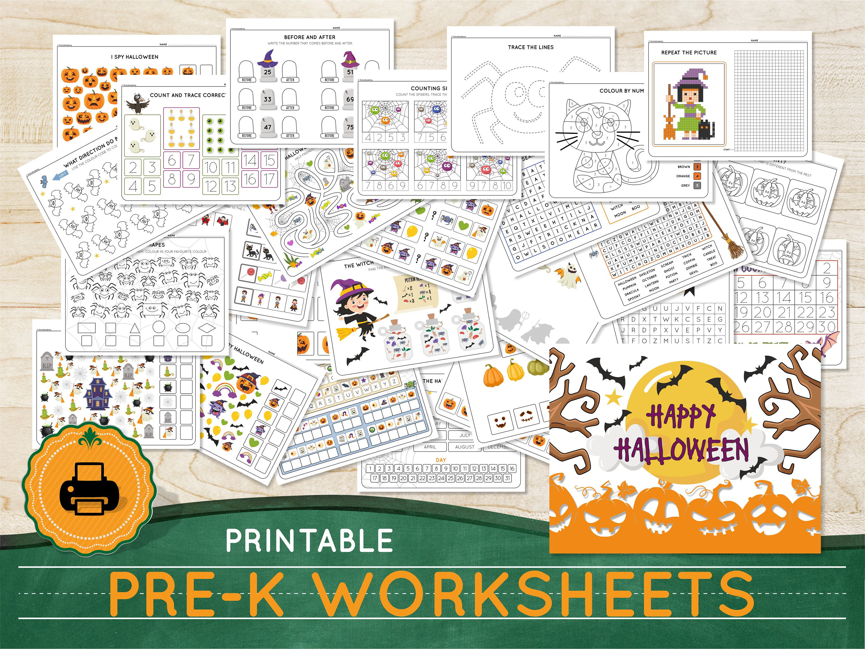 Printable Halloween Worksheets for Kids Homeschool Printables - Etsy