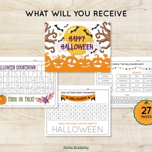 Printable Halloween Worksheets for Kids Homeschool Printables - Etsy