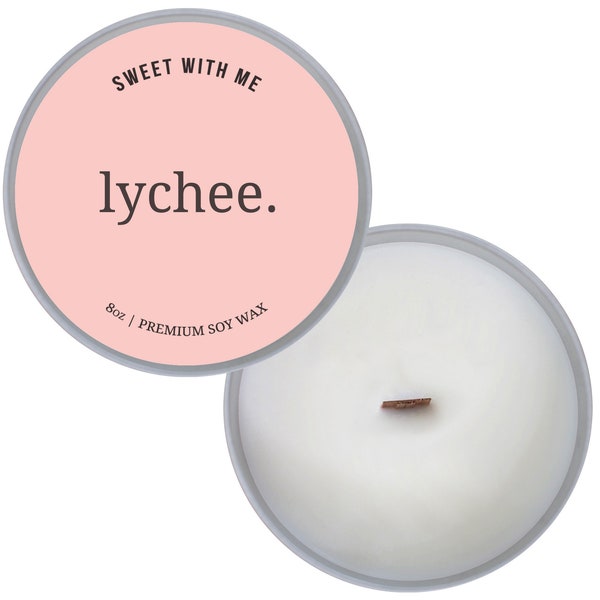 Lychee Scent Soy Wax Candle - Wooden Wick - Gifts for Her - Best Gift - Housewarming - Asian Candle - Christmas Present - Home Decor