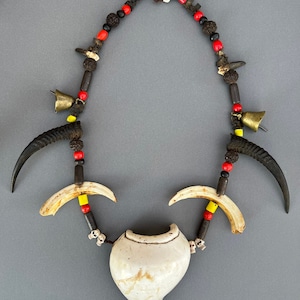 Magnificent antique rare Naga ethnic tribal conch shell pendant necklace from north eastern Indian.
