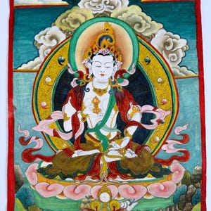 Superb Traditional Handpainted Thangka of  Dorjesempa (Vajrasattva) from Tibet.