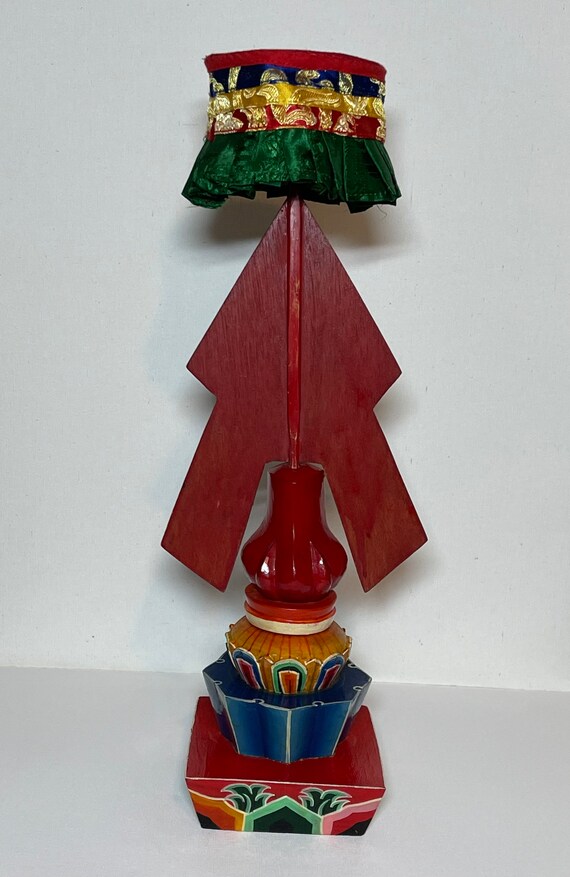 Beautiful Hand Made & Handpainted Buddhist Ritual Wooden Torma of