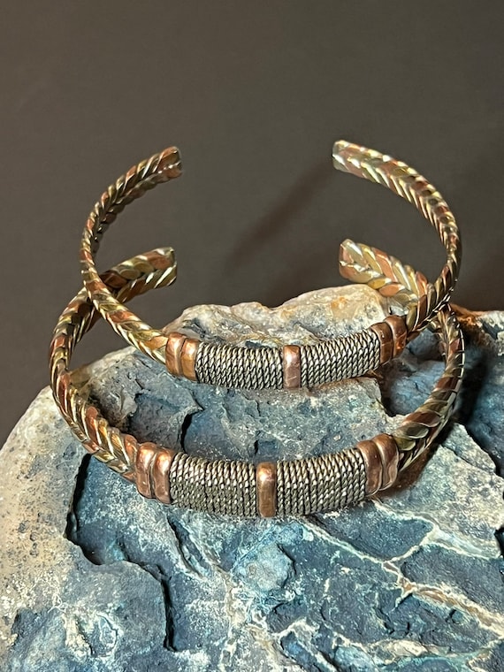 Beautiful Adjustable Handmade Three3 Metals of Copper Iron Brass Cuff Healing Bracelet for Men Women From Nepal available in 2 Sizes Etsy
