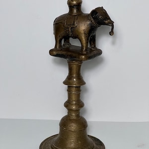 Gorgeous Antique Handmade Bronze Elephant Oil Lamp (Tuki) From Nepal - Jajarkot