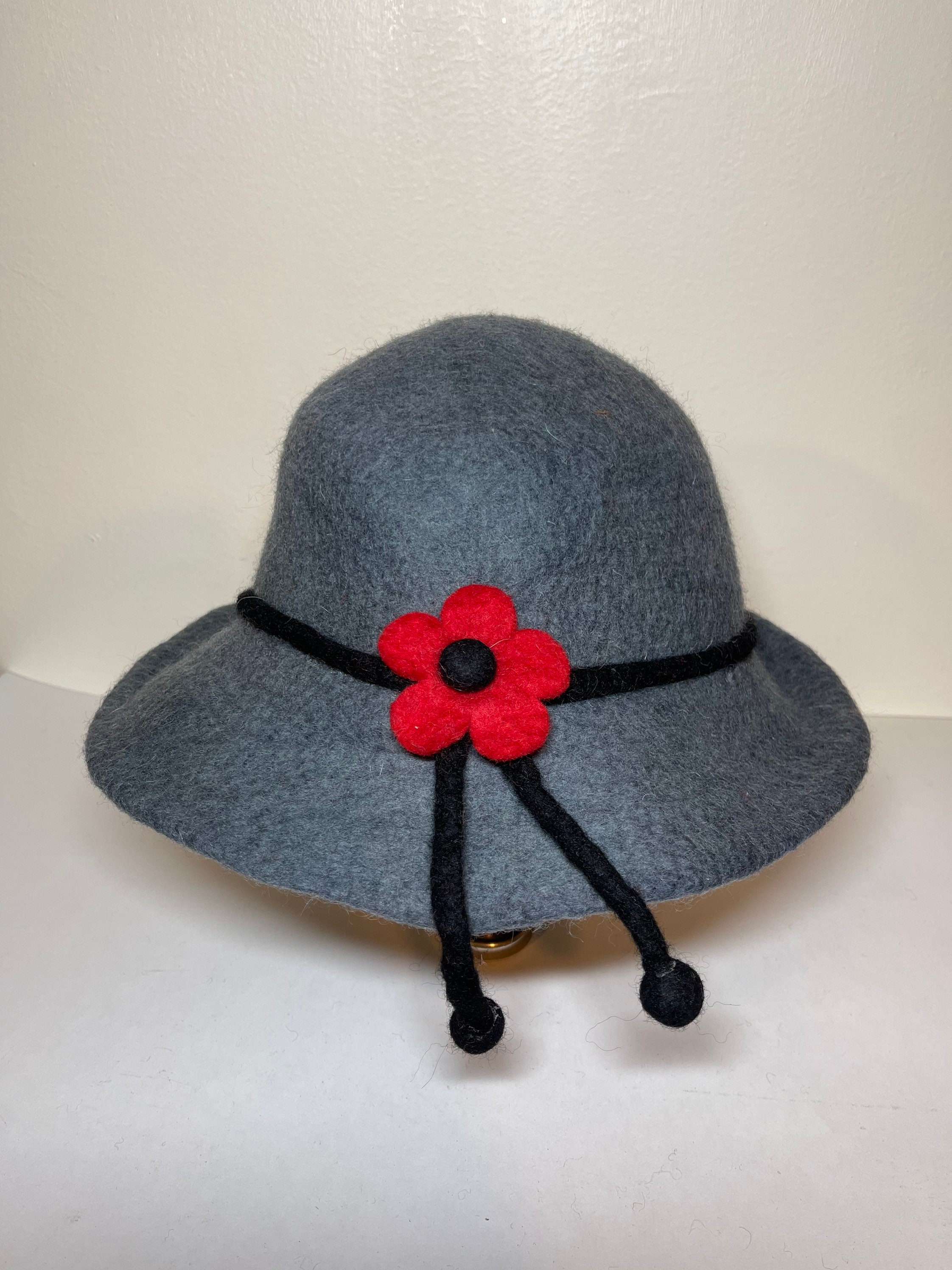 Beautiful Handmade Felt Bucket/downton Hat From Nepal With a 