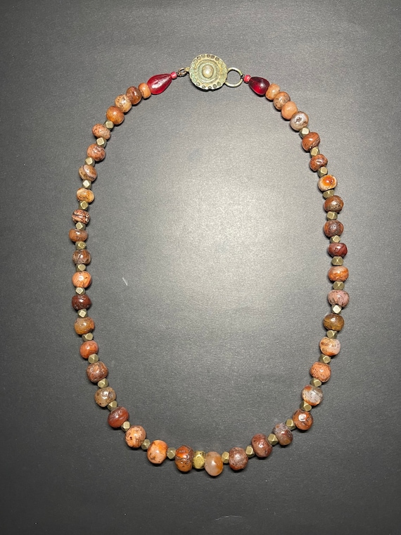 RARE Old antique Indo Tibetan Carnelian Agate Beads Melon Shape Beads  necklace