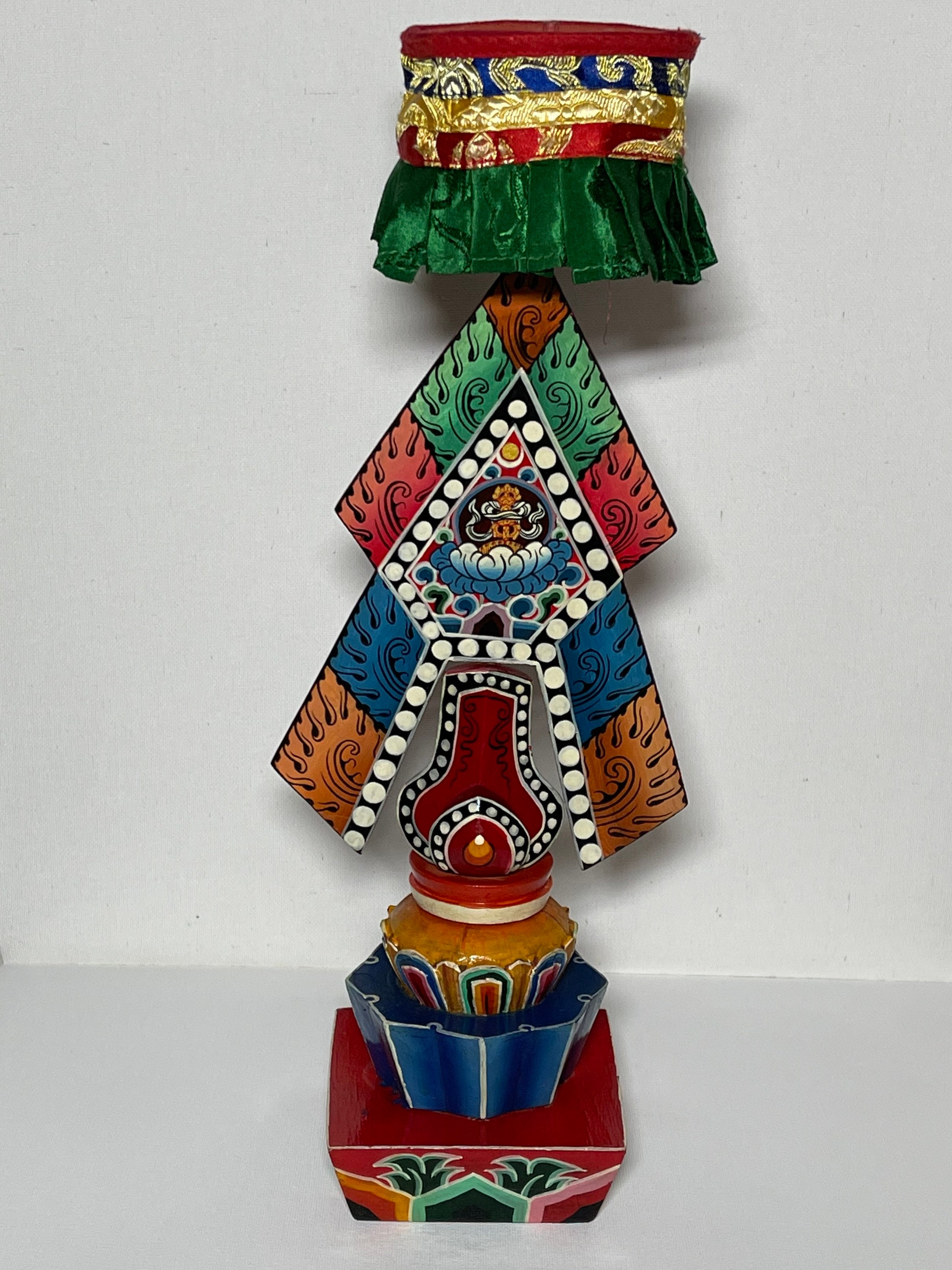 Beautiful Hand Made & Handpainted Buddhist Ritual Wooden Torma of