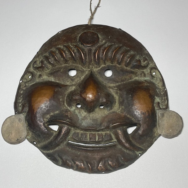 Beautiful Antique copper Lakhe (demon) Mask, Kathmandu Valley, Nepal;Newar ethnic group.(collective Art)