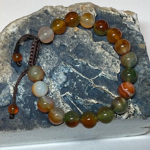 Beautiful Spiritual 10mm Smooth Rounded Multi-Color Onyx Beaded Bracelet from the Himalayas