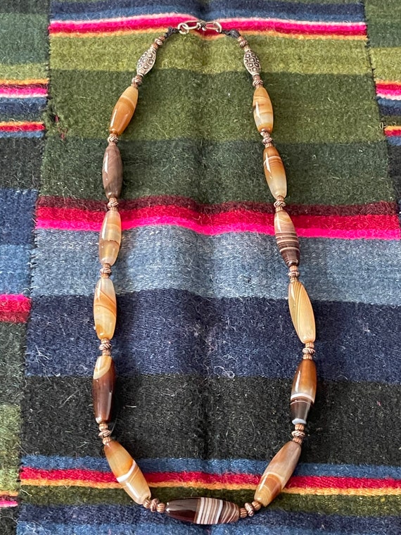 Beautiful old rare Himalayan agate beads necklace 