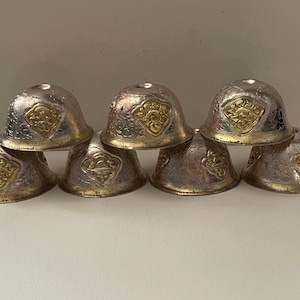 Beautiful Handmade White Brass Buddhist  ritual Offering Auspicious carving Bowls Set of  (7pcs) with Gold gilded from Tibet.