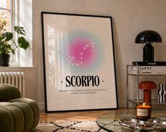 Scorpio Zodiac Art Print, Scorpio Astrology Art, Scorpio Constellation Poster, Celestial Star Sign Decor, Scorpio Gift (Digital Download)