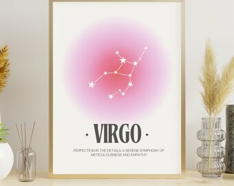 Virgo Aura Constellation Print, Virgo Zodiac Art Printable Poster, Virgo Poster, Horoscope Print, Zodiac Wall Art, Virgo Art Print