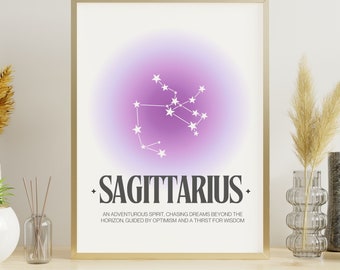 Sagittarius Aura Constellation Print, Sagittarius Zodiac Art Printable Poster, Sagittarius Star Print, Horoscope Art, Zodiac Wall Art Poster