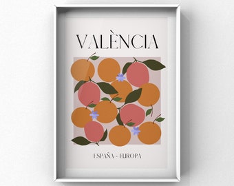 Valencia Art, Oranges Poster, Valencia Art Print, Oranges Print, Valencia Printable Wall Art, Home Decor, Bedroom Art, Living Room Art