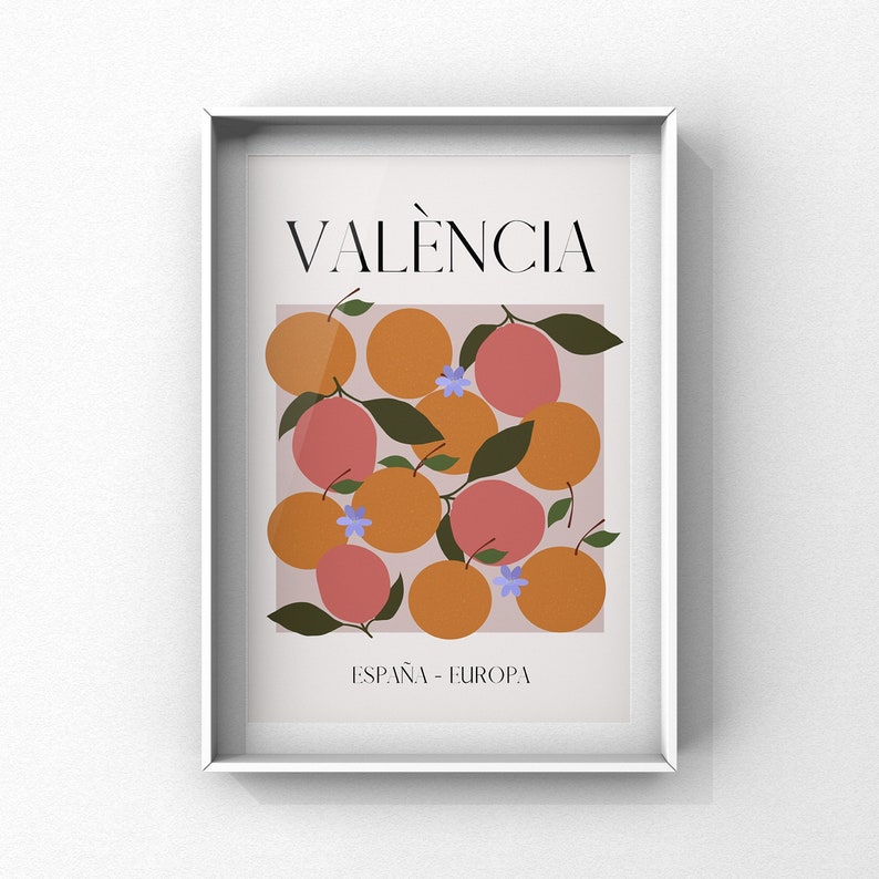 Valencia Art, Oranges Poster, Valencia Art Print, Oranges Print, Valencia Printable Wall Art, Home Decor, Bedroom Art, Living Room Art image 1