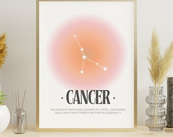 Cancer Aura Constellation Print, Cancer Zodiac Art Printable Poster, Cancer Aura Print, Horoscope Print, Zodiac Wall Art, Cancer Poster