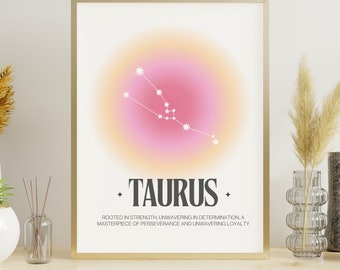 Taurus Aura Constellation Print, Taurus Art Printable Poster, Taurus Aura Print, Horoscope Print, Zodiac Wall Art, Taurus Print, Aura Poster
