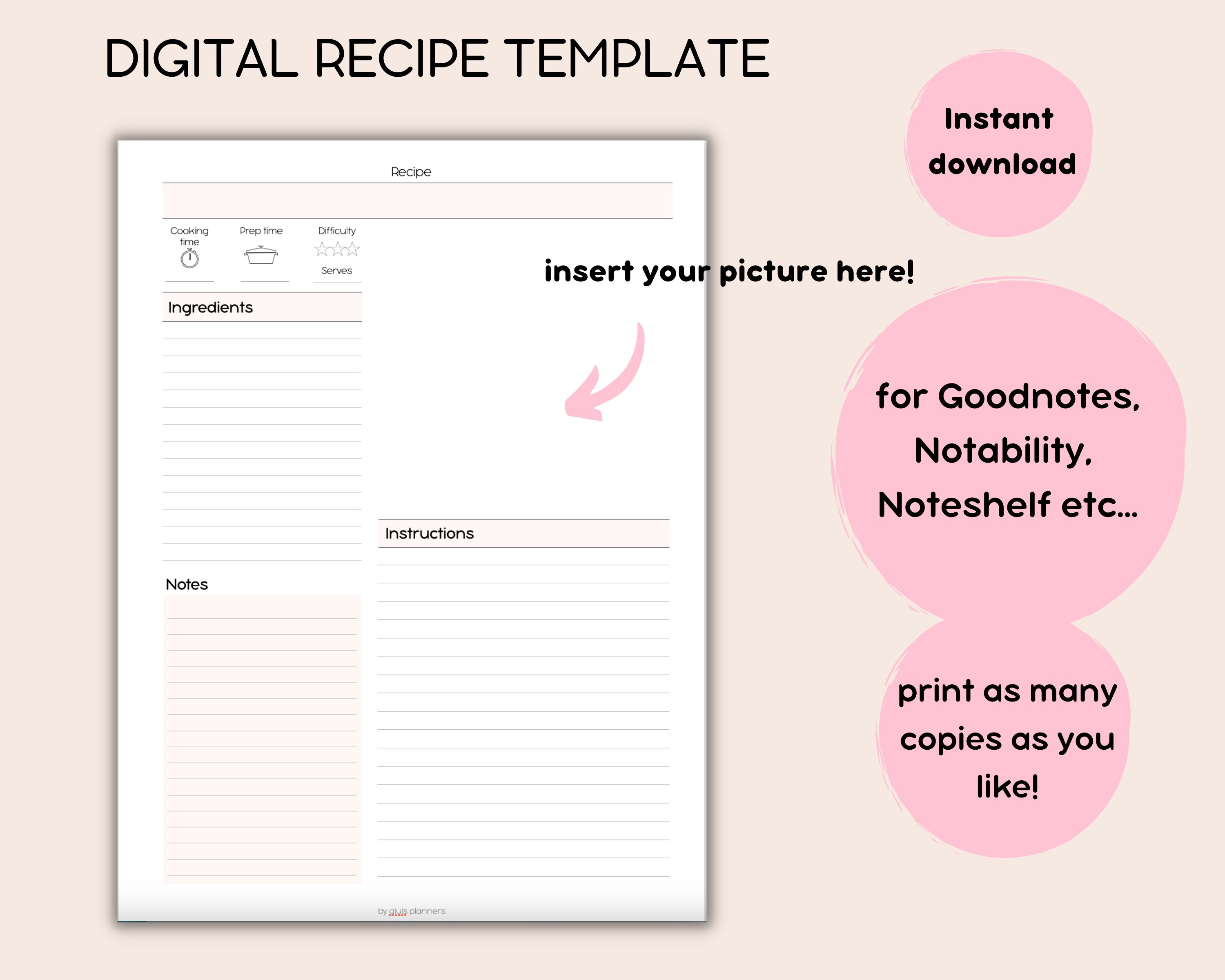 Recipe Template - Etsy