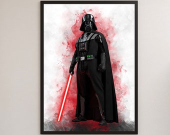 Darth Vader Star Wars Poster Digital Printable Wall Art Clone Wars Download Lightsabers Movie Posters Prints Home Decor Hero Character